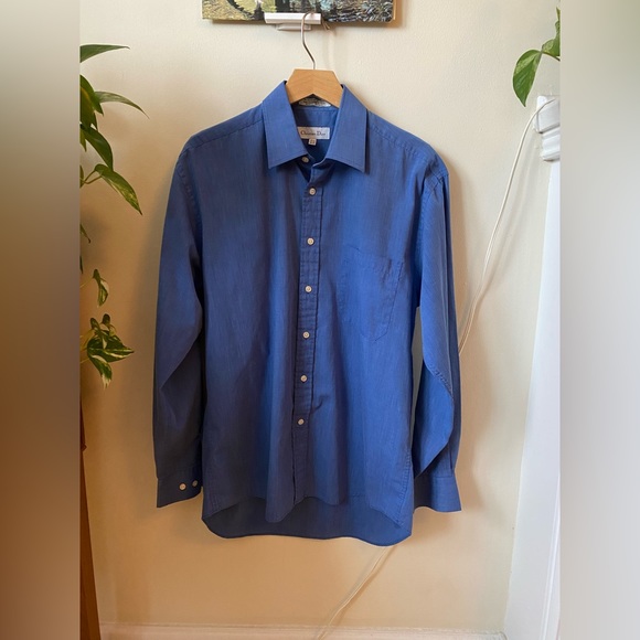 90s Christian Dior Men’s Button Down neck size 15.5 - Picture 2 of 3